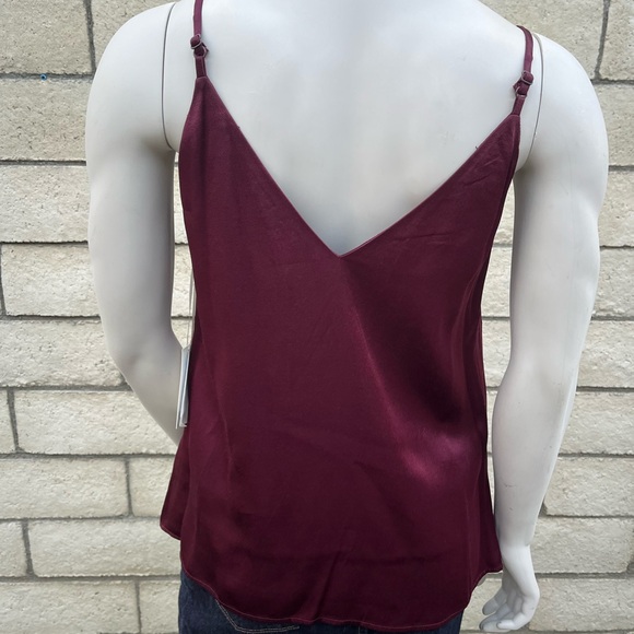 Gold Hawk Silk Blend Burgundy V-Neck Cami with Black contrast - Picture 2 of 7